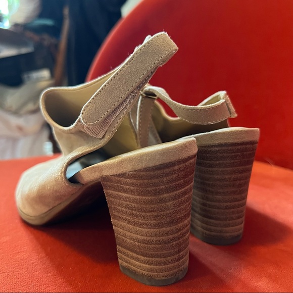 Naturalized Suede Open Toe Mules, Thick Heel - Picture 7 of 11